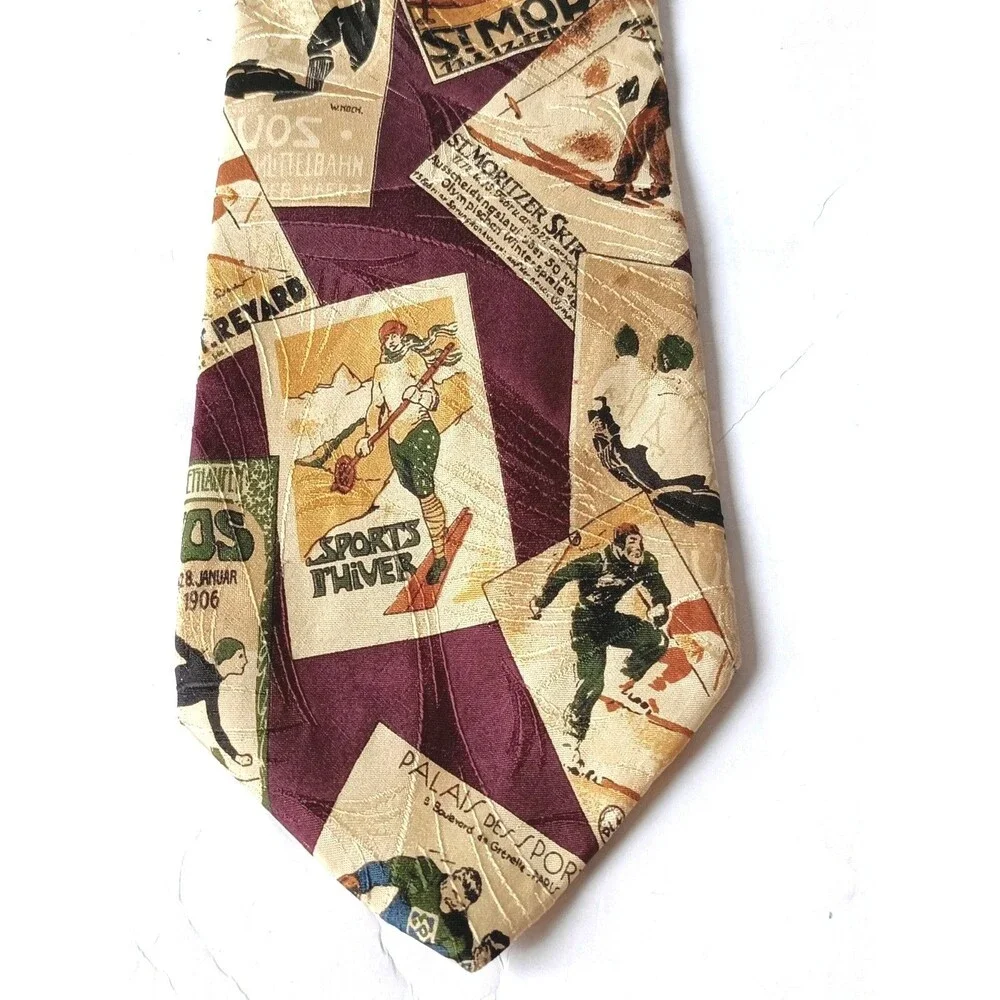 Vintage Abercrombie & Fitch Winter Sports Neck Tie 56 Inches 100% Silk